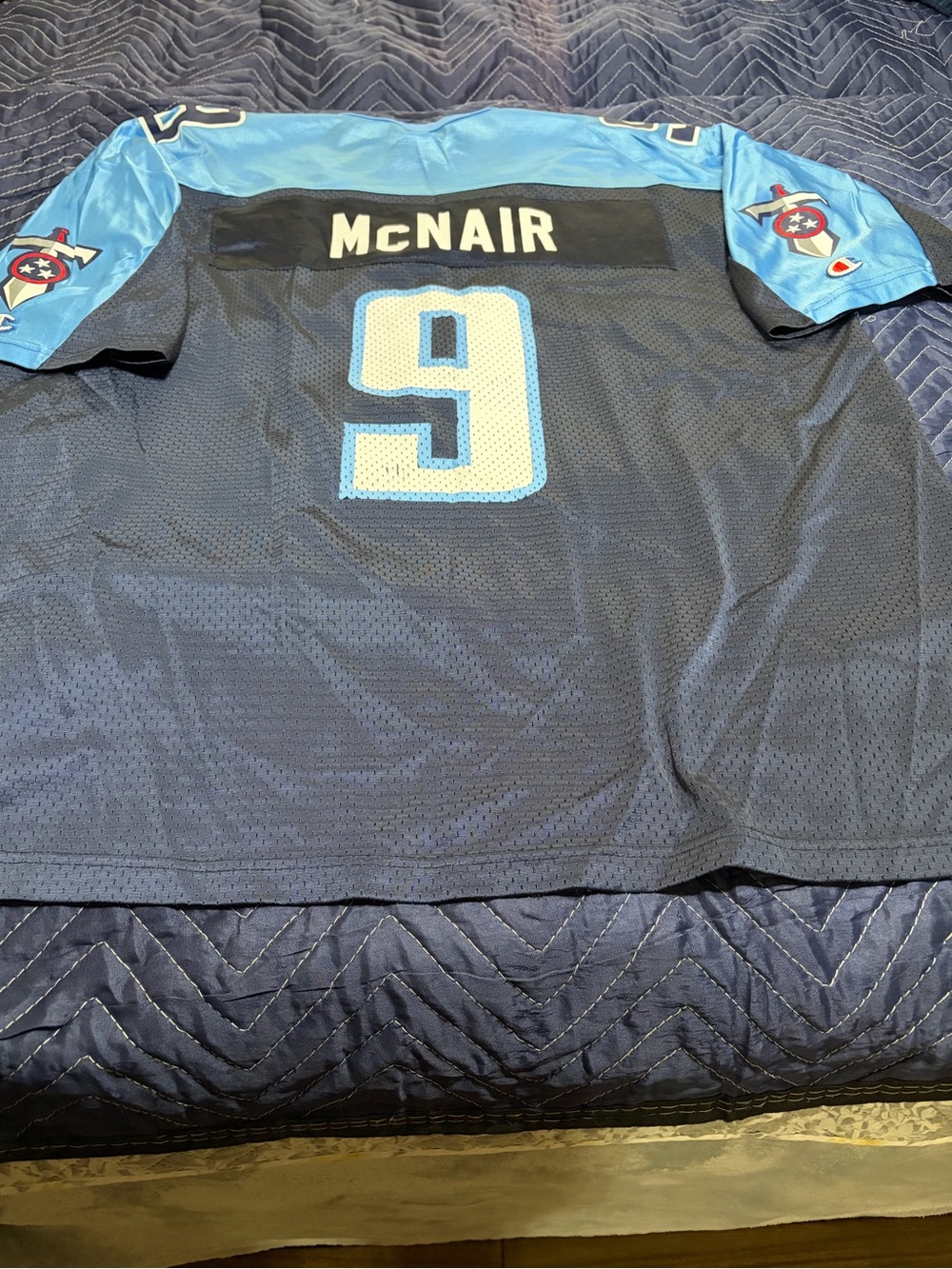 Champion Navy and Light Blue McNair #9 Football Jersey